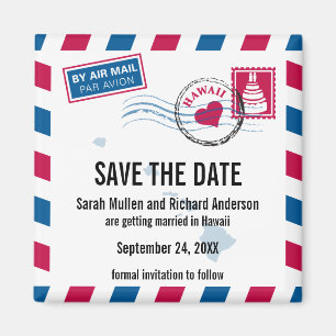 Hawaii Air Mail Wedding Save the Date Magnet