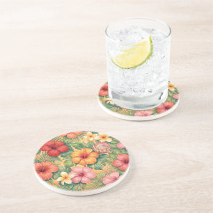Hawaii aloha decorative flowers pattern coaster