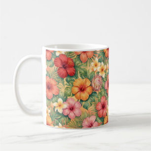 Hawaii aloha decorative flowers pattern coffee mug