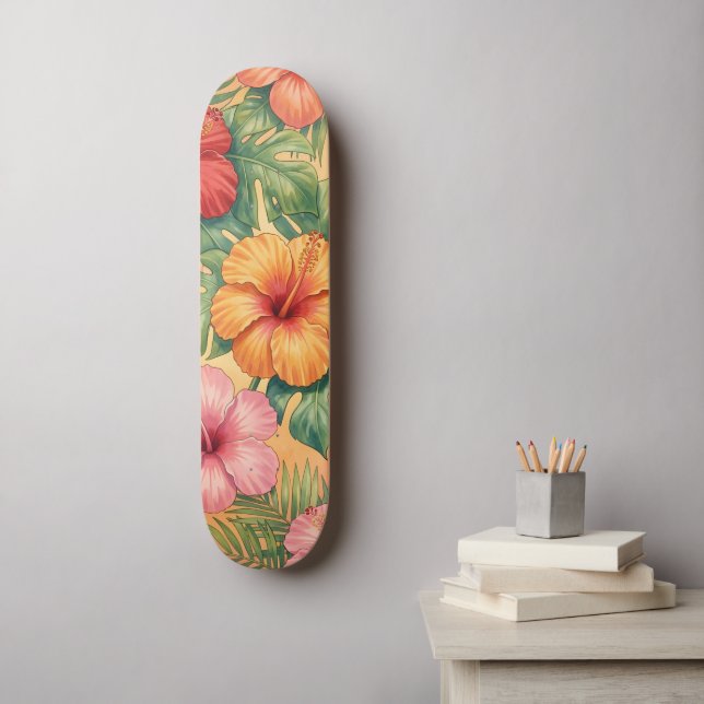 Hawaii aloha decorative flowers pattern skateboard (Wall Art)