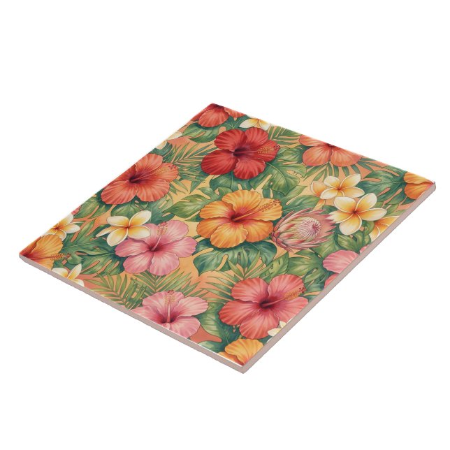 Hawaii aloha decorative flowers pattern tile (Side)