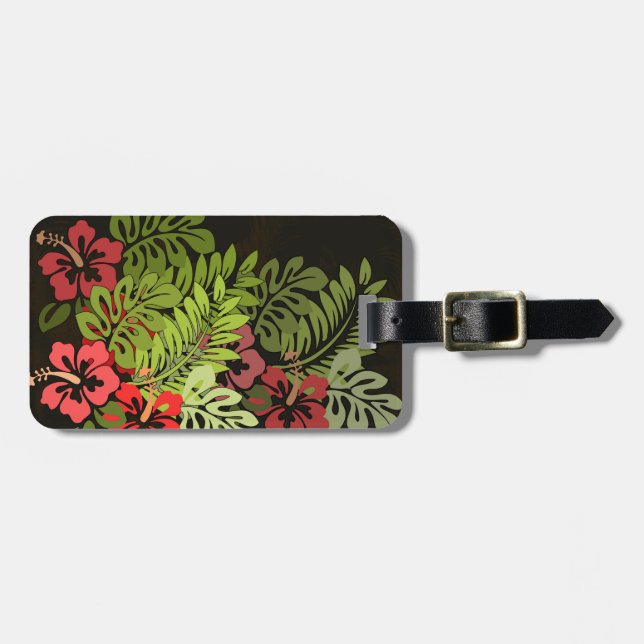 Hawaii Aloha Flower Art Print Luggage Tag (Front Horizontal)