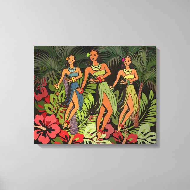 Hawaii Aloha Palm Hula Art Design Canvas Print (Front)
