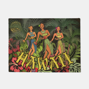 Hawaii Aloha Palm Hula Art Design Doormat