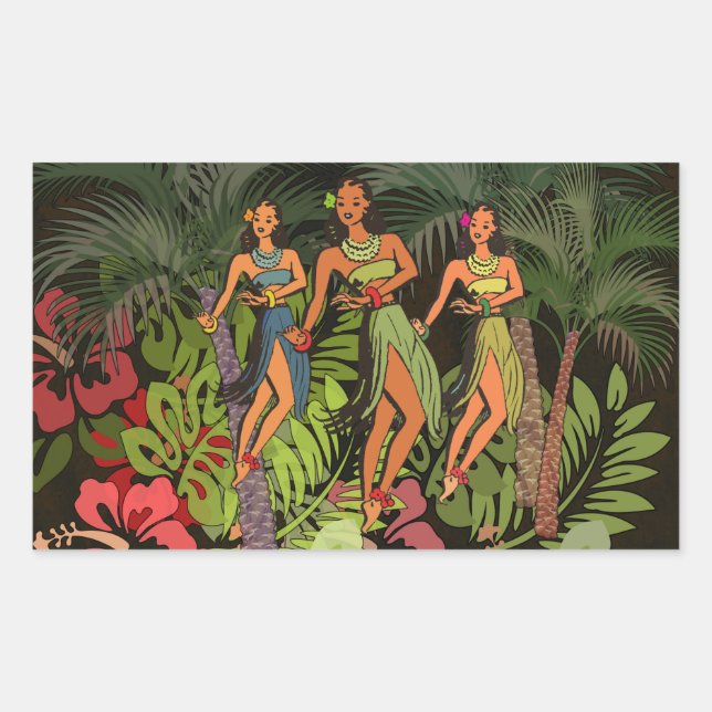 Hawaii Aloha Palm Hula Art Design Sticker (Front)