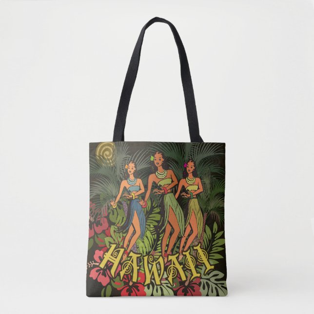 Hawaii Aloha Palm Hula Art Design Tote Bag (Front)