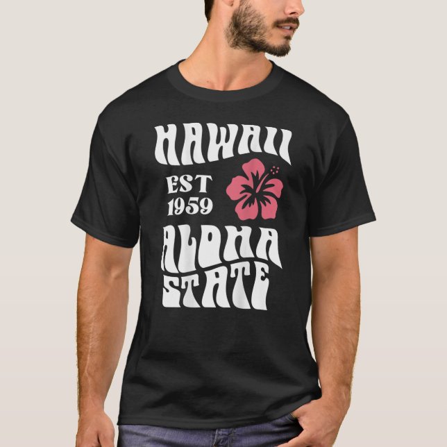 Hawaii Aloha State 1971 ,Aesthetic Beach Summer T-Shirt (Front)