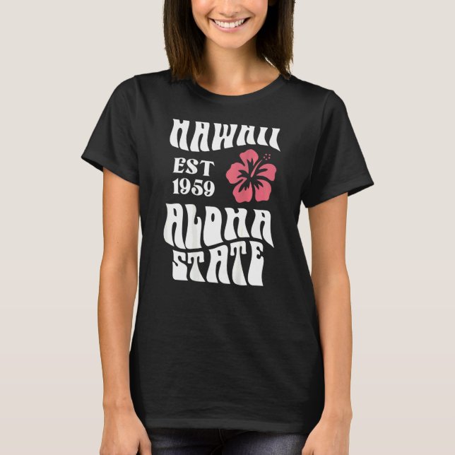 Hawaii Aloha State 1971 Aesthetic Beach Summer T-Shirt (Front)