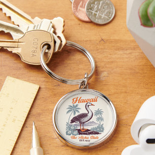 Hawaii Aloha State Vintage Goose Graphic Keychain