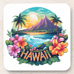 Hawaii Aloha Tropical Beach Mountains Travel Coaster