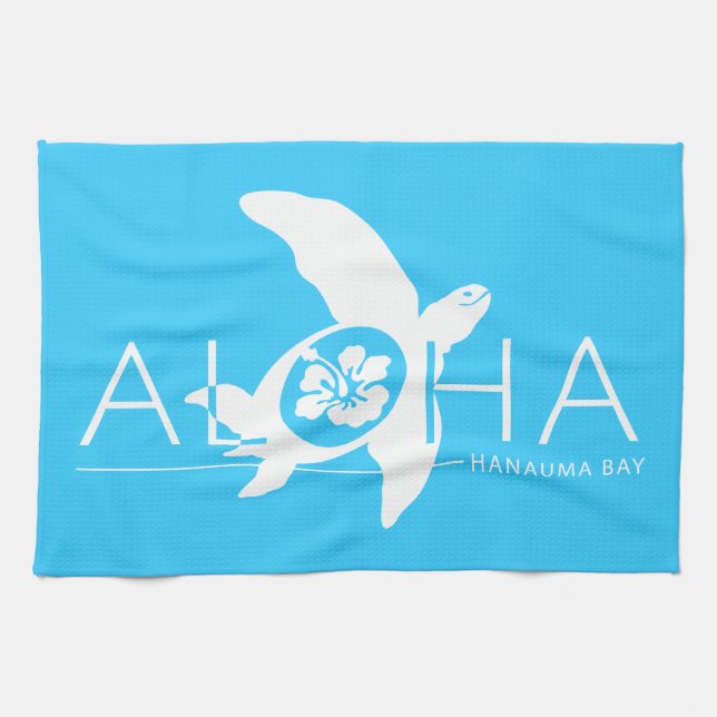 Hawaii - Aloha Turtle Kitchen Towel (Horizontal)