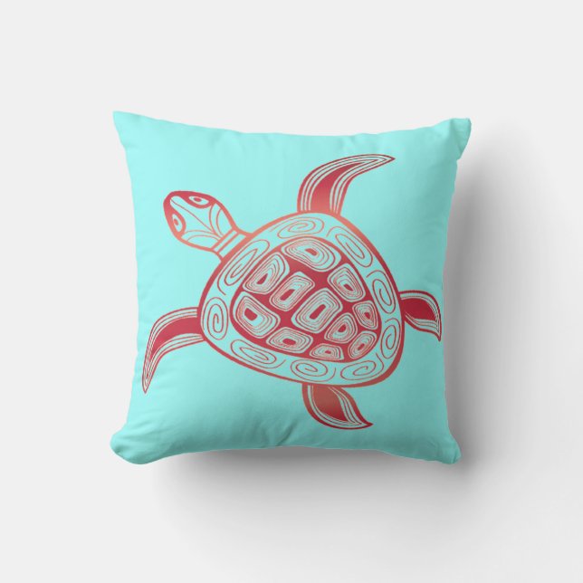 Hawaii Aloha Turtle Throw Pillow (Front)