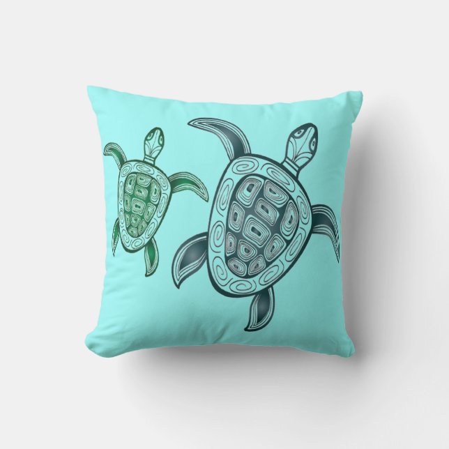 Hawaii Aloha Turtle Throw Pillow (Front)