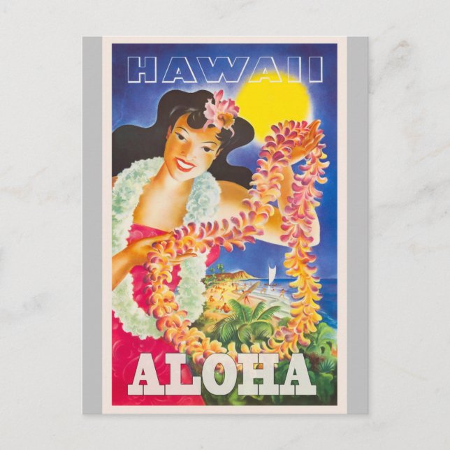 Hawaii Aloha Vintage Travel  Holiday Postcard (Front)