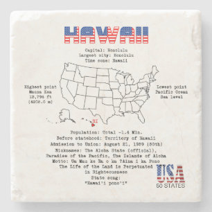 Hawaii American state on a map and useful info Stone Coaster