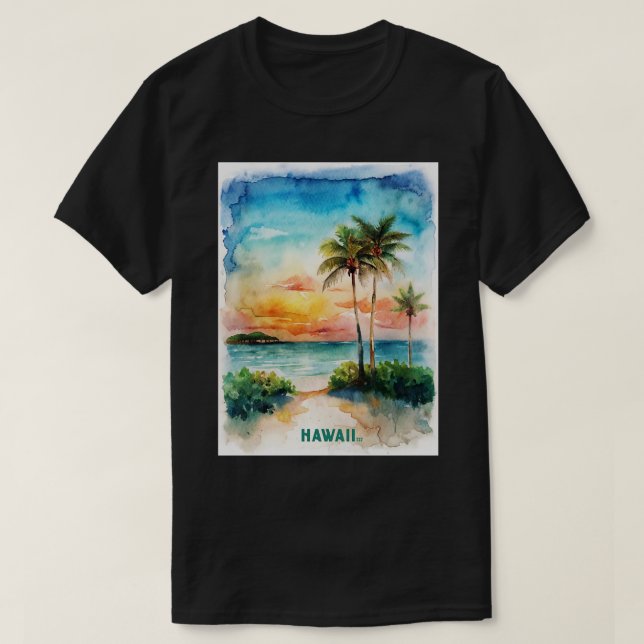 Hawaii Aquarelle Peinture TShirt (Design devant)