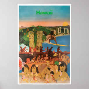 Hawaii Art Hawaiian Print Vintage Travel Poster