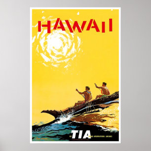 Hawaii Art TIA Travel Poster Outrigger Print