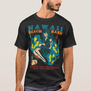 HAWAII BEACH BASH UKULELE L LUAU RETRO SURFING VIN T-Shirt