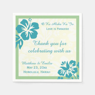 Hawaii Beach Flowers Personalized Wedding Napkins