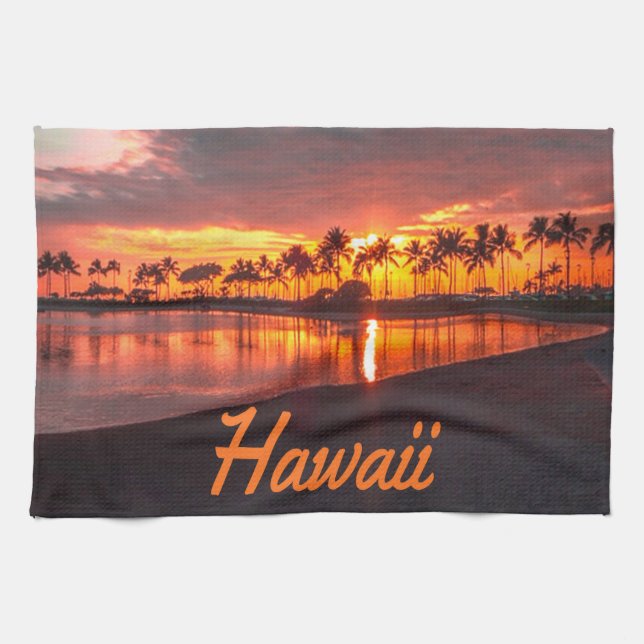 Hawaii Beach Hawaiian Islands Kitchen Towel (Horizontal)