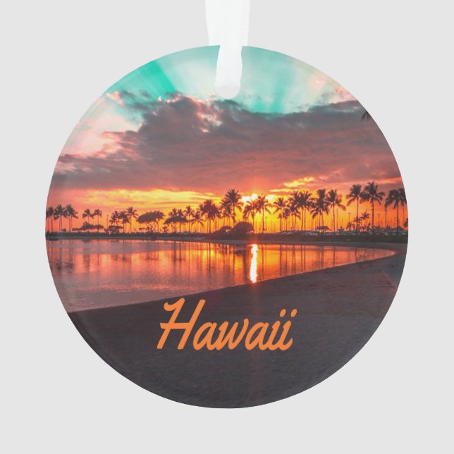 Hawaii Beach Hawaiian Islands Ornament (Back)