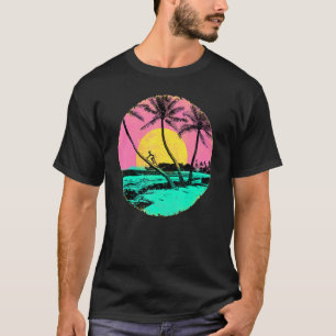 Hawaii Beach Island Palm Tree Vintage Retro T-Shirt