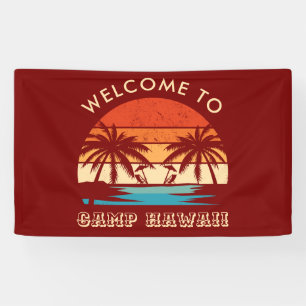 Hawaii Beach Party Retro sunset Banner
