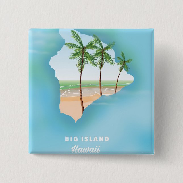 Hawaii Big island 2 Inch Square Button (Front)