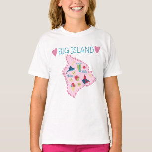 Hawaii Big Island Map Cute Pastel Illustration T-Shirt