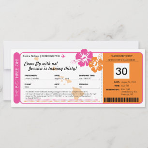 Hawaii Birthday Boarding Pass Invitation