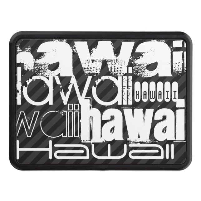 Hawaii; Black & Dark Grey Stripes Trailer Hitch Cover (Front)