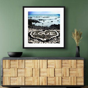 Hawaii Black Sand Beach & Coral “Love” Heart P Poster