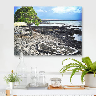 Hawaii Black Sand Beach & Coral “Love” Heart Photo Canvas Print