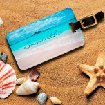 Hawaii blue ocean & sandy beach photo custom name luggage tag<br><div class="desc">Remind yourself of the fresh salt smell of the ocean air whenever you use this stunning, vibrantly-coloured photo, personalized name luggage tag. Exhale and explore the solitude of an empty Hawaiian beach. Makes a great gift for someone special! Just type in the name of your choice and you can easily...</div>