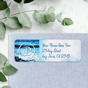 Hawaii blue waves photo custom monogram address
