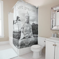 Hawaii Buddha Black White Photo Just Breathe Quote