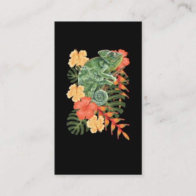 Hawaii Chameleon Flower Reptile Business Card (Front)