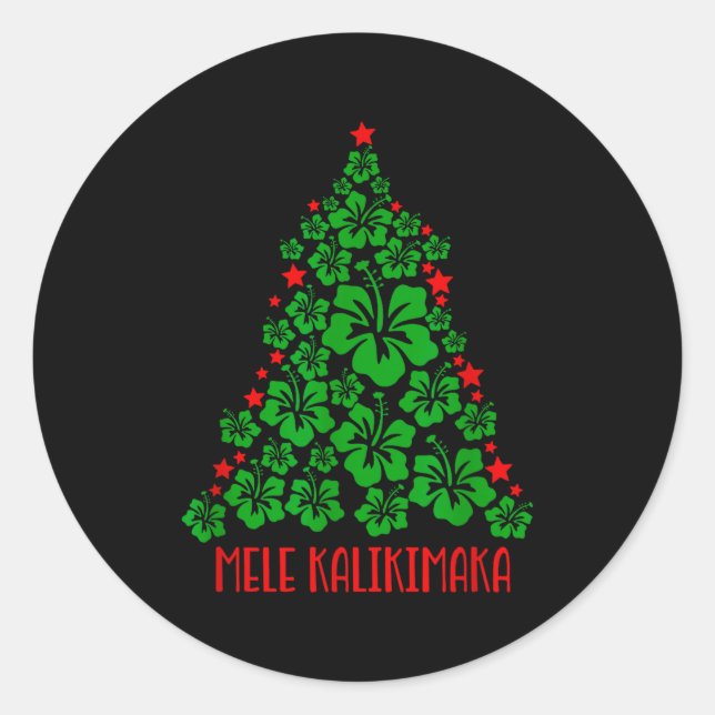 Hawaii Christmas Mele Kalikimaka Floral Christmas  Classic Round Sticker (Front)