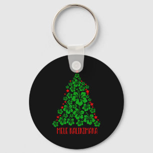 Hawaii Christmas Mele Kalikimaka Floral Christmas Keychain