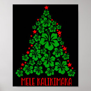 Hawaii Christmas Mele Kalikimaka Floral Christmas  Poster