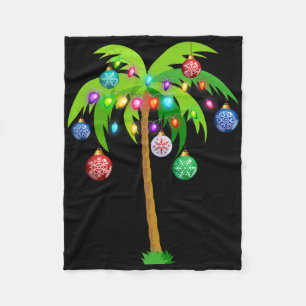 Hawaii Christmas Palm Tree Tropical Xmas Coconut L Fleece Blanket