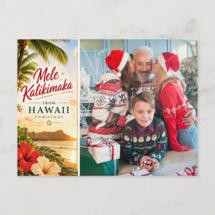 Hawaii Christmas Personalized Family Photo Holiday Postcard