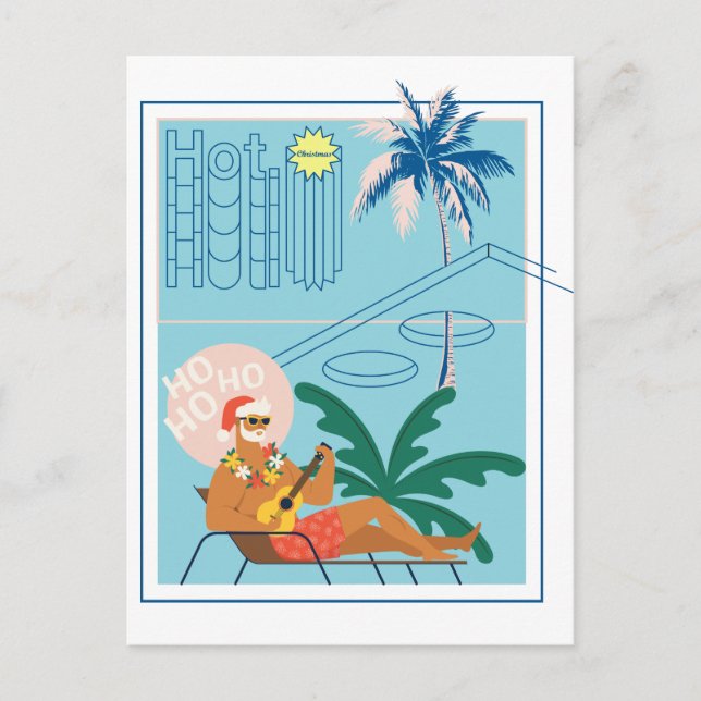 Hawaii Christmas Santa Travel Tropical Beach Holiday Postcard (Front)