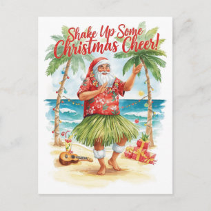 Hawaii Christmas with Santa Claus Holiday Postcard
