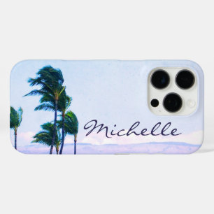 Hawaii Coastal Palm Trees Mountains Script Name iPhone 16 Pro Case