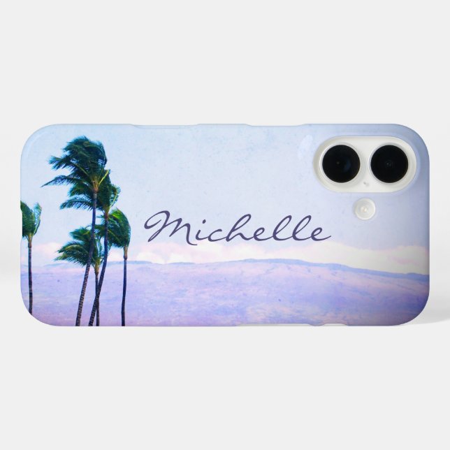 Hawaii Coastal Palm Trees Purple Mountain Name Case-Mate iPhone Case (Back (Horizontal))