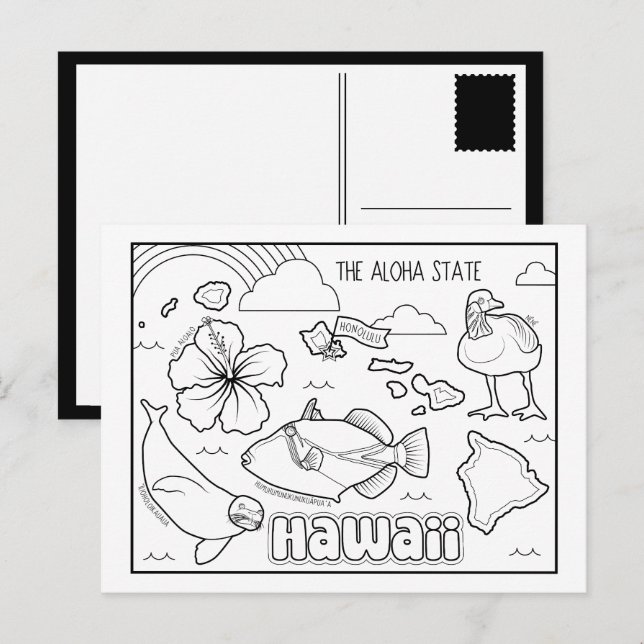 hawaii colour me collage postcard (Front/Back)