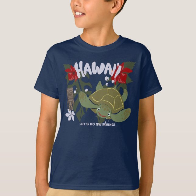Hawaii Cute Tropical Sea Turtle T-Shirt (Front)