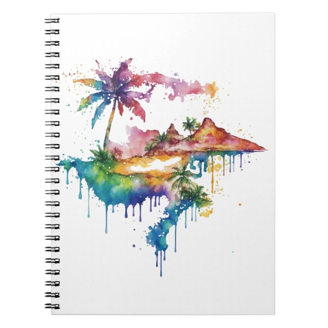 Hawaii design with colourful splatters notebook (Front)